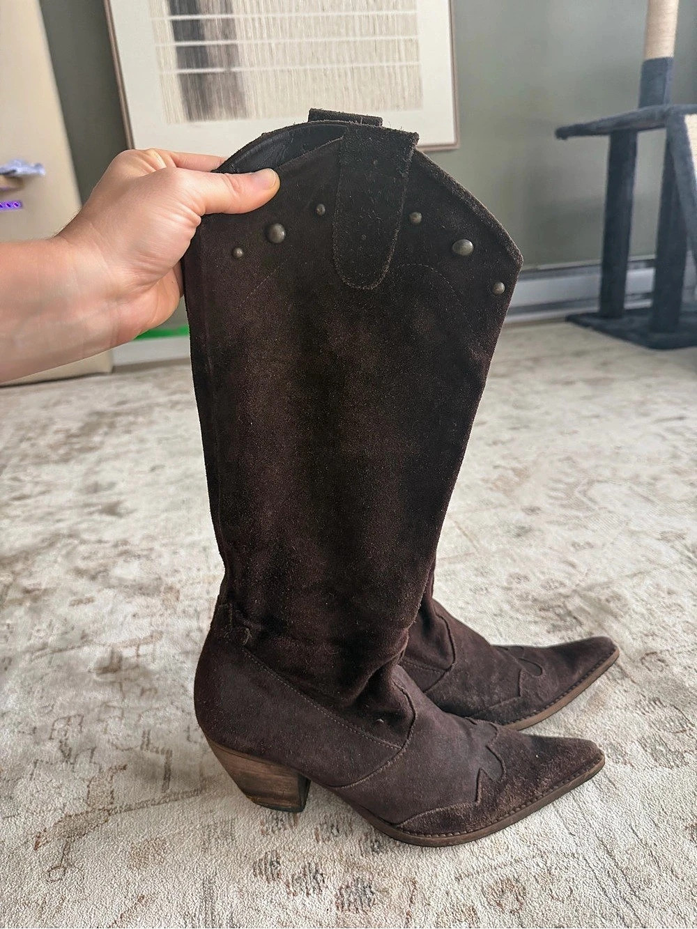 Brown Suede made in Italy western Boots